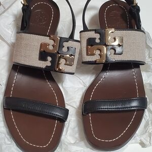 Tory Burch Black and Gold Sandals
